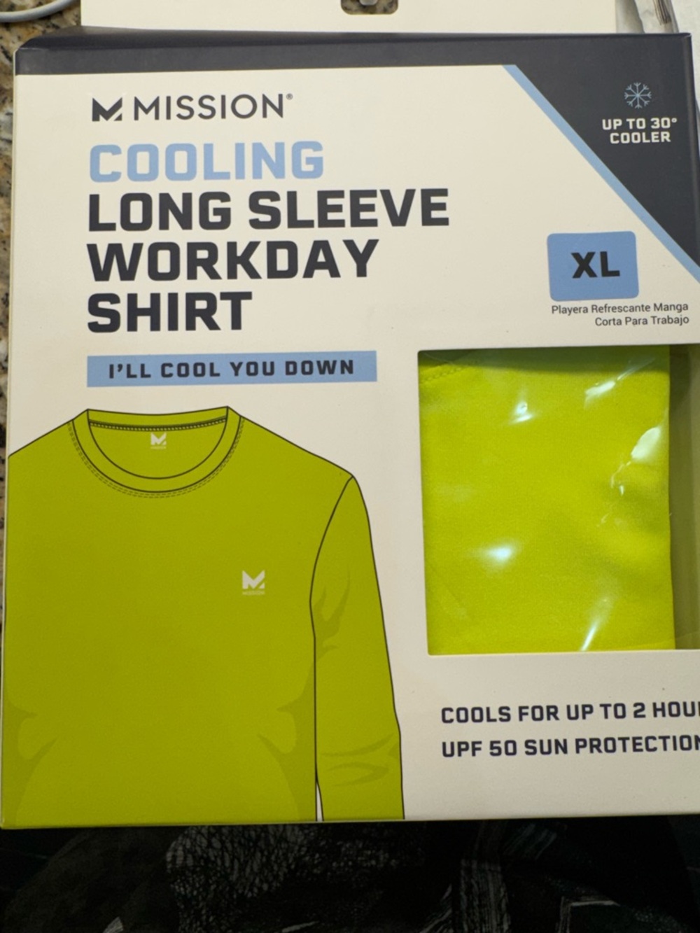 Mission Cooling Long Sleeve Workday Shirt - Neon Yellow (XL)